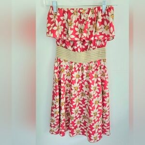 Ocean Drive Strapless Red Floral Dress